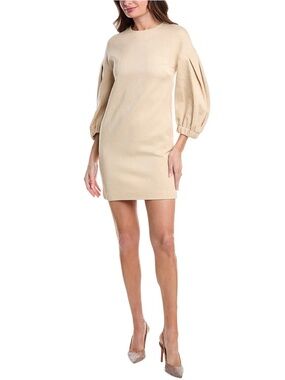 NWT MaxMara Malia Shift Dress  in Cream with Puff-Sleeves